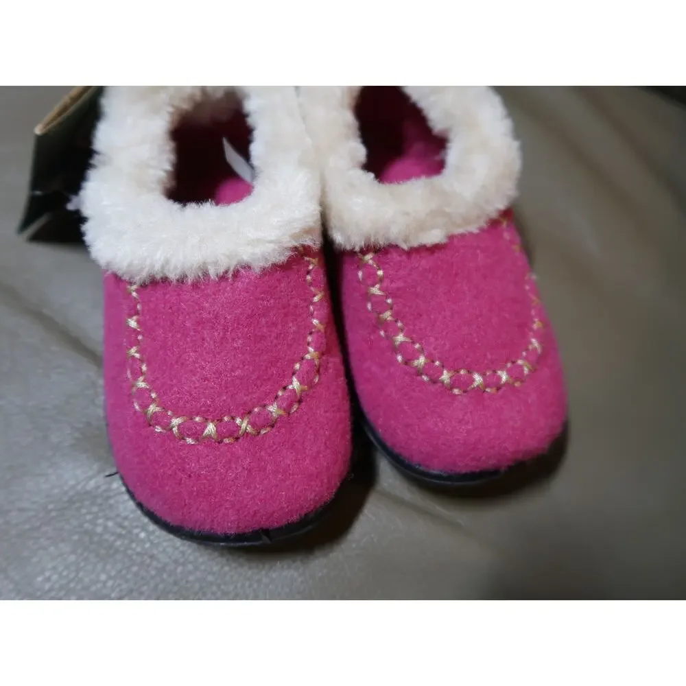 Kamik Pink Toddlers Cozy Cabin 2 Kids Size 5 Fur Lined Felt Slippers NEW